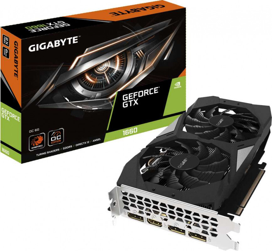 Видеокарта Gigabyte PCI-E GV-N1660OC-6GD nVidia GeForce GTX 1660 6144Mb 192bit GDDR5 1785/8002/HDMIx