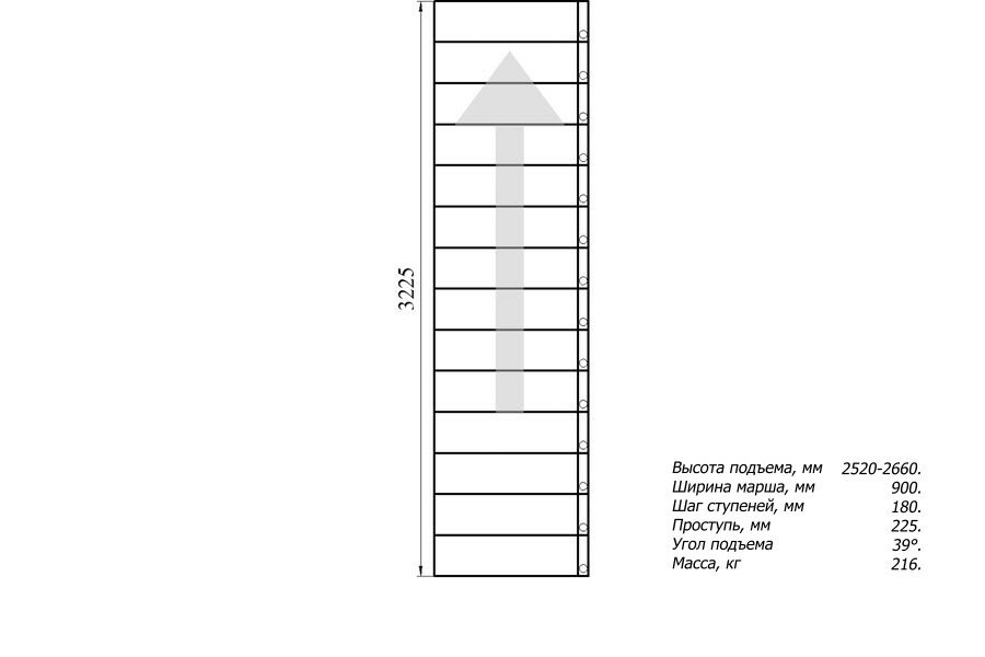 Модульная лестница Стандарт 180 (h 2520-2660, Серый, Сосна, Нержавеющая сталь) - фотография № 3