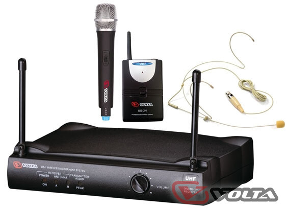 VOLTA US-2X (505.75/622.665) Микрофонная радиосистема с ручным и головным микрофонами UHF диапазона
