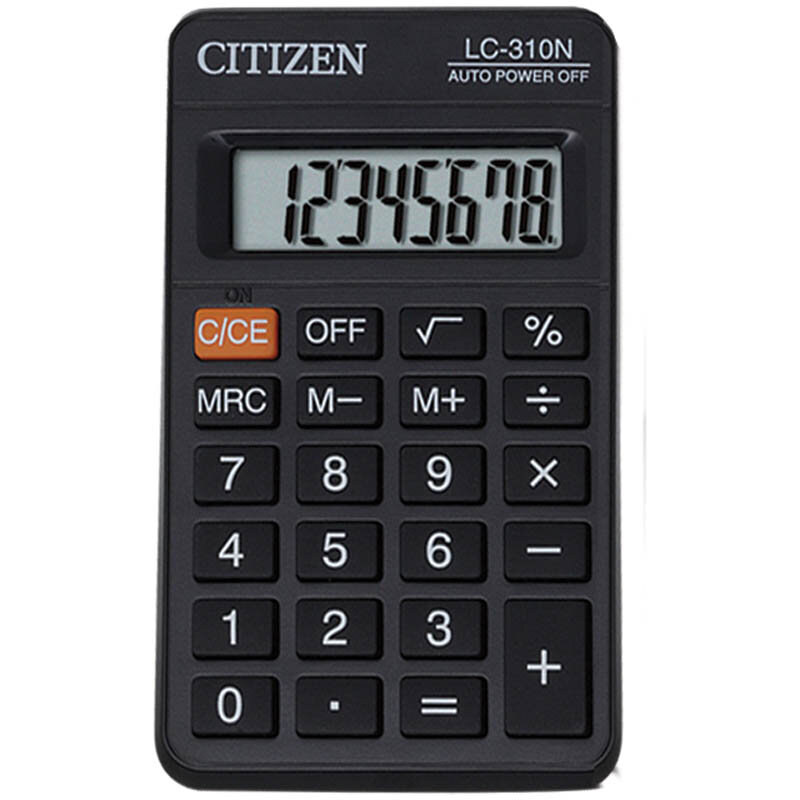 Калькулятор карманный LC-310N 8 разрядов питание от батарейки 69*114*18 мм черный