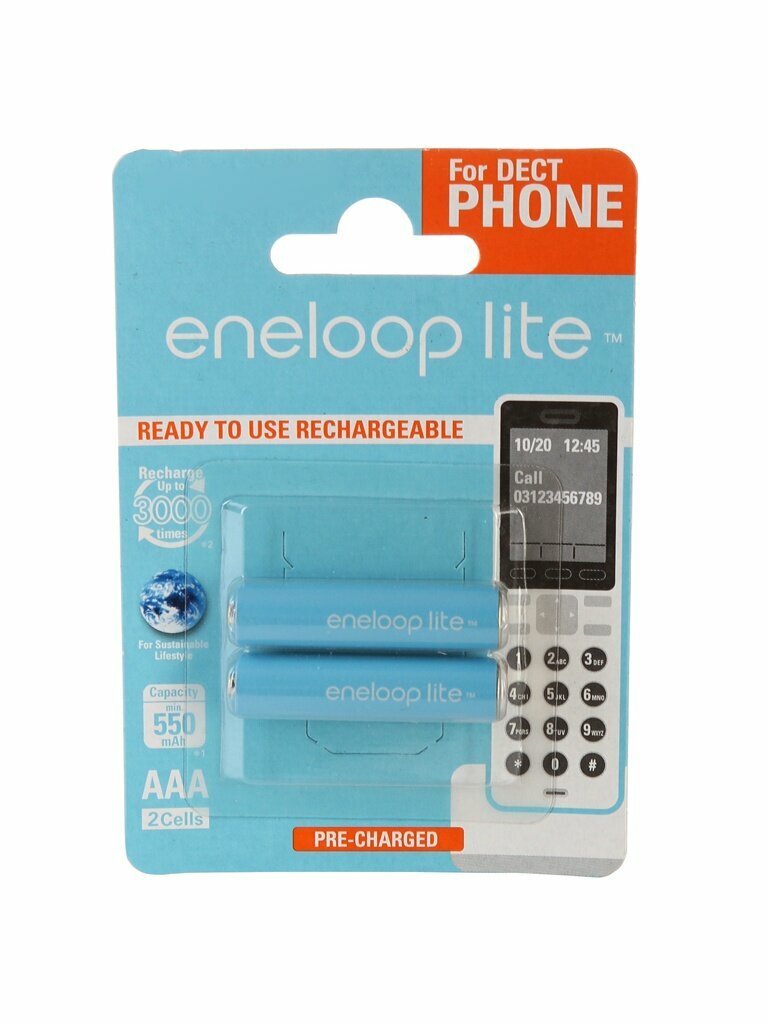 Аккумулятор AAA - Panasonic Eneloop Lite 550 mAh (2 штуки) BK-4LCCE/2DE 84889