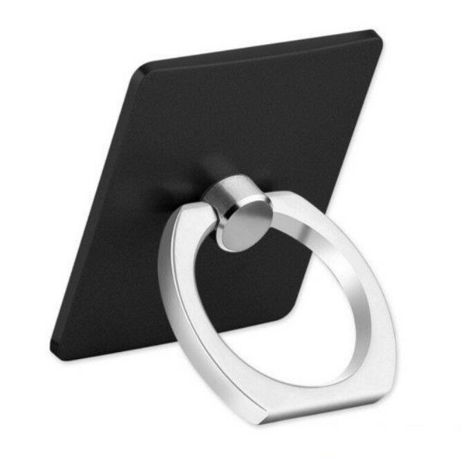 Держатель-подставка для телефона Ring квадрат (кольцо на палец) черный