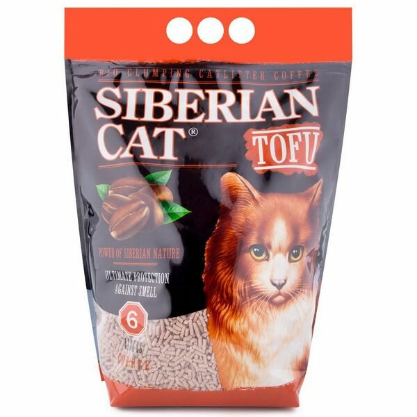 Наполнитель для кошачьего туалета Сибирская кошка тофу Кофе 6л биоразлагаемый комкующийся - фотография № 1
