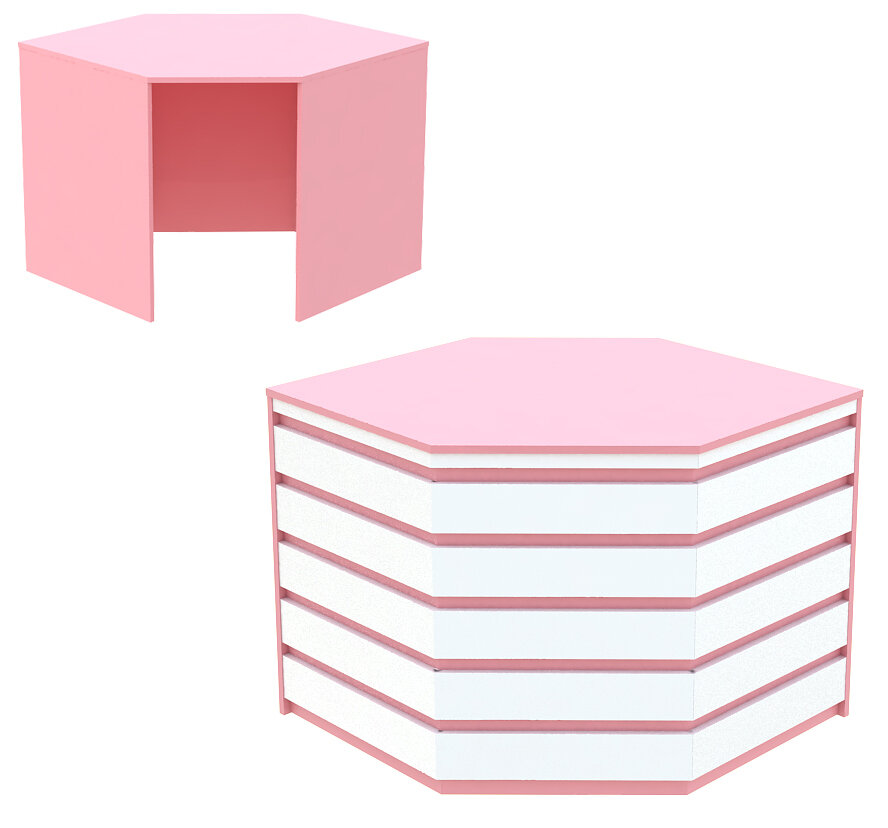 фото Ресепшен - стол розового цвета угловой серии фламинго с фасадными декорами №10