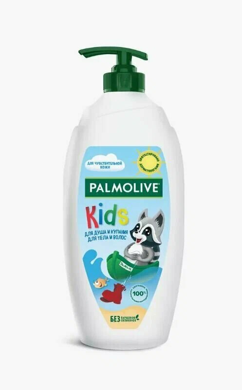 фото Гель для душа Palmolive Kids детский с маслом миндаля для тела и волос 3+, 600 мл