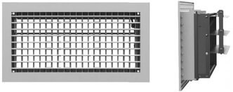Вентиляционная решетка алюминиевая двухрядная с клапаном расхода воздуха АДР-М 950x500