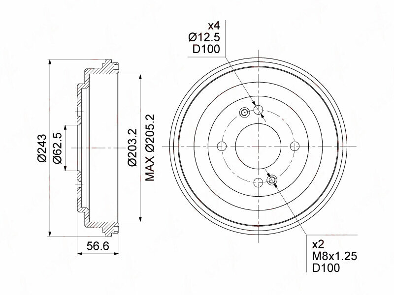 Барабан тормозной Hyundai Accent (MC) 06-10 i10 08-13 i20 (PB PBT) 08-15 Kia Rio (JB) 05-11 (203x40