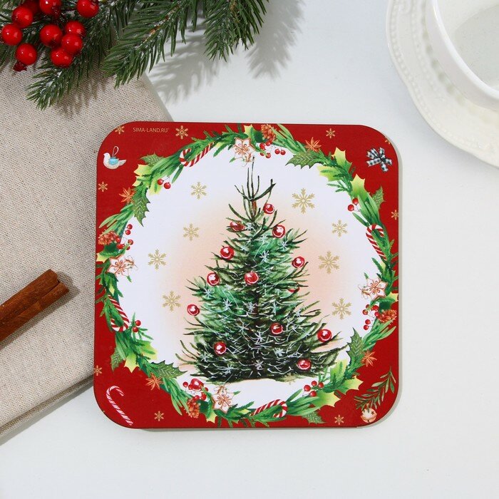 фото Новый год. Подставка под горячее «Новогодняя ёлка», 15х15 см