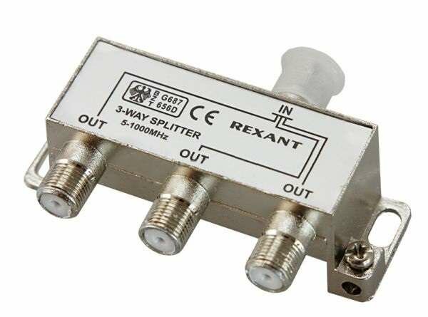 Делитель ТВ "краб" х3 под F разъем 5-1000 МГц Rexant 05-6002 (2шт. в упак.)