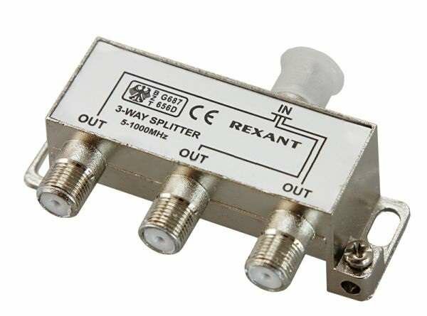 Делитель ТВ "краб" х3 под F разъем 5-1000 МГц Rexant 05-6002 ( 1шт. )