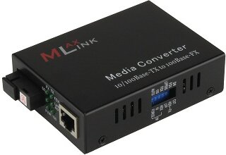 Медиаконвертер MlaxLink одноволоконный UTP/оптоволокно, 100Мбит/с, 20км, 1550/1310нм, RJ45/SC, LFP, DIP