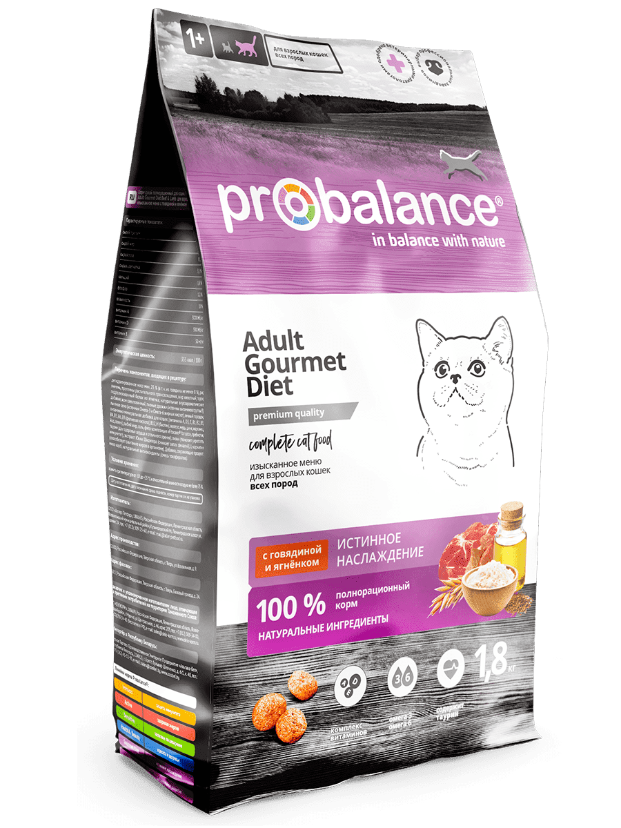 ProBalance Gourmet Diet сухой корм для кошек с говядиной и ягненком