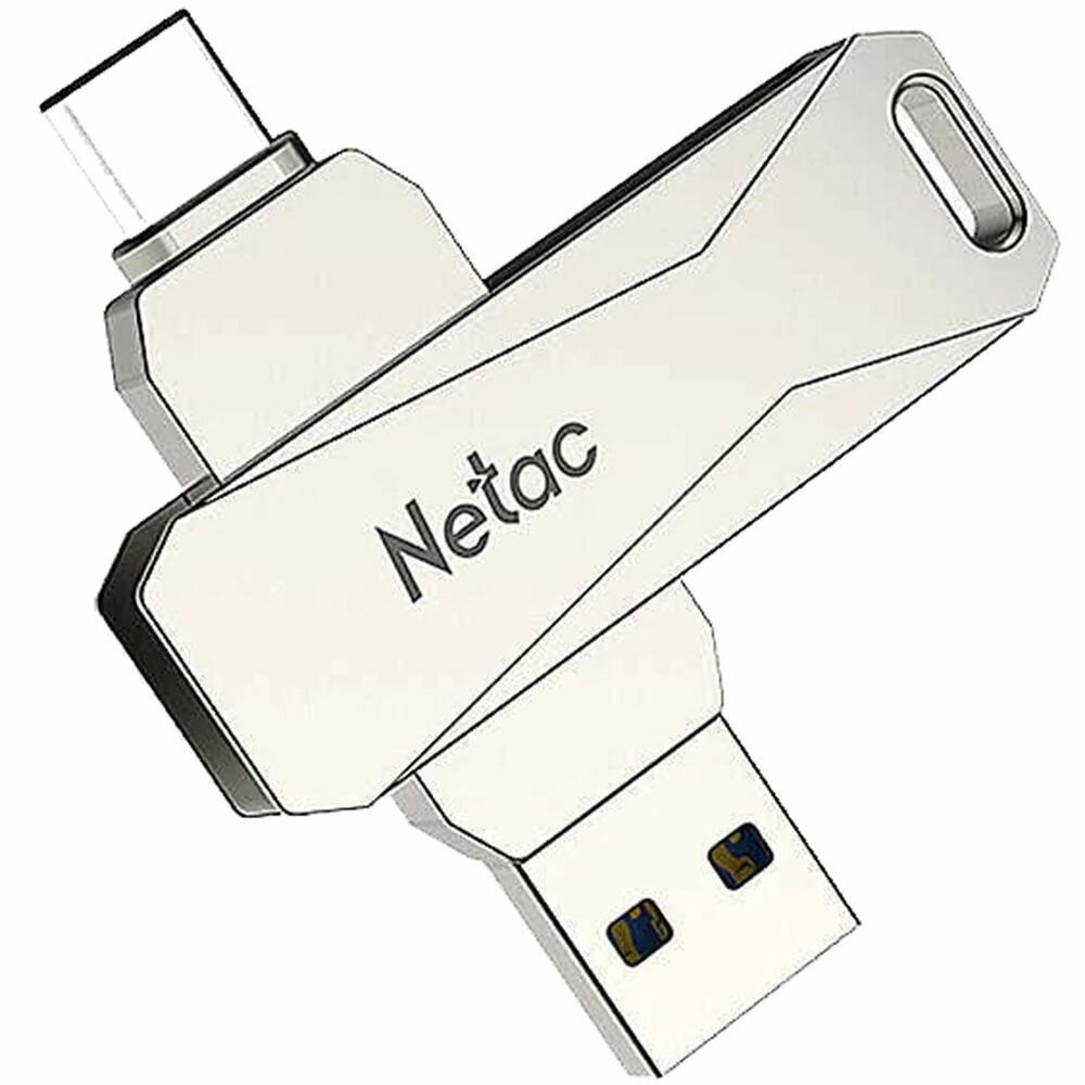 Флешка Netac U782C, 128Gb, USB 3.0/USB Type-C, Серебристый NT03U782C-128G-30PN - фото №1