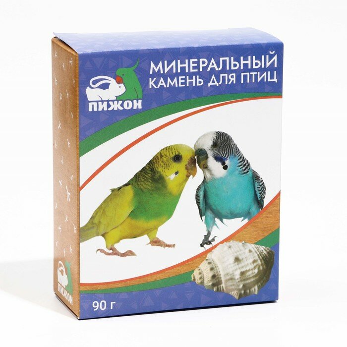 Пижон Минеральный камень Пижон для птиц, ракушка с углем, 90 г