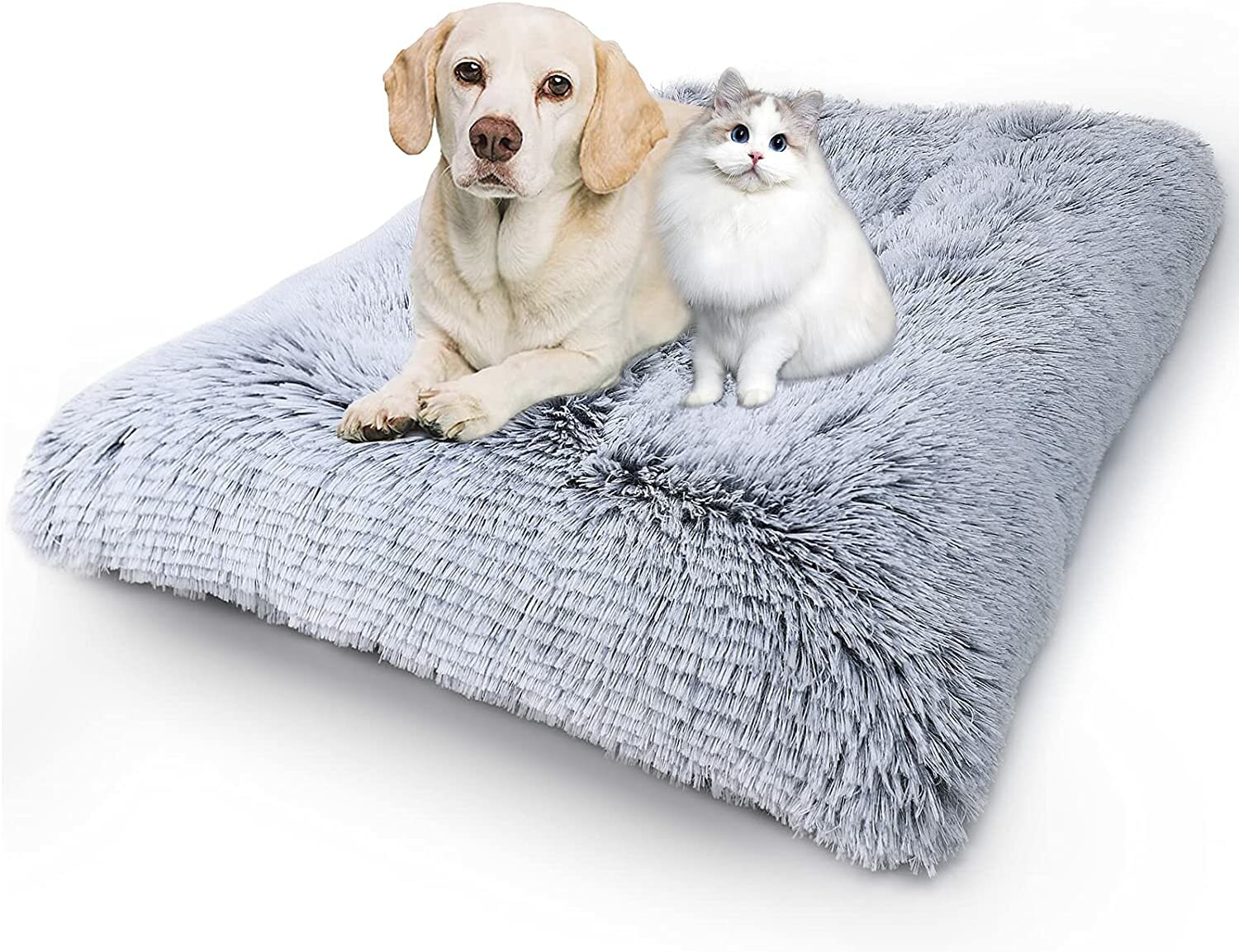 Плюшевый лежак матрас для кошек и собак XXXL Серый градиент (122х85 см) - фотография № 5