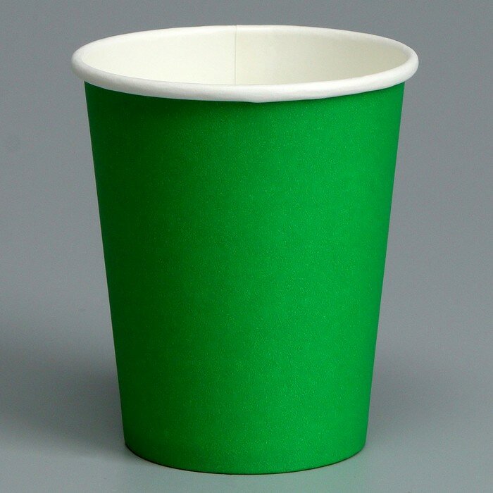 Стакан бумажный, однотонный, цвет зелёный, 250 мл, 50 шт. - фотография № 1