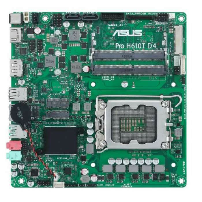 Материнская плата ASUS PRO H610T D4-CSM, LGA1700, B610, 2*DDR4, DP,HDMI, SATA 6.0, M.2, USB 3.2*2, USB 2.0*2, mITX; 90MB1AM0-M0EAYC