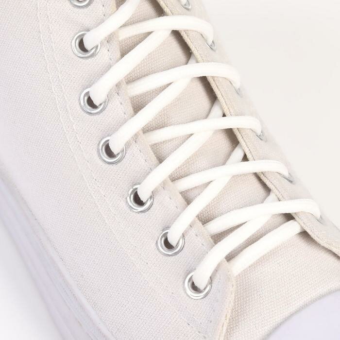 Шнурки для обуви, пара, круглые, d = 5 мм, 110 см, цвет белый - фотография № 1