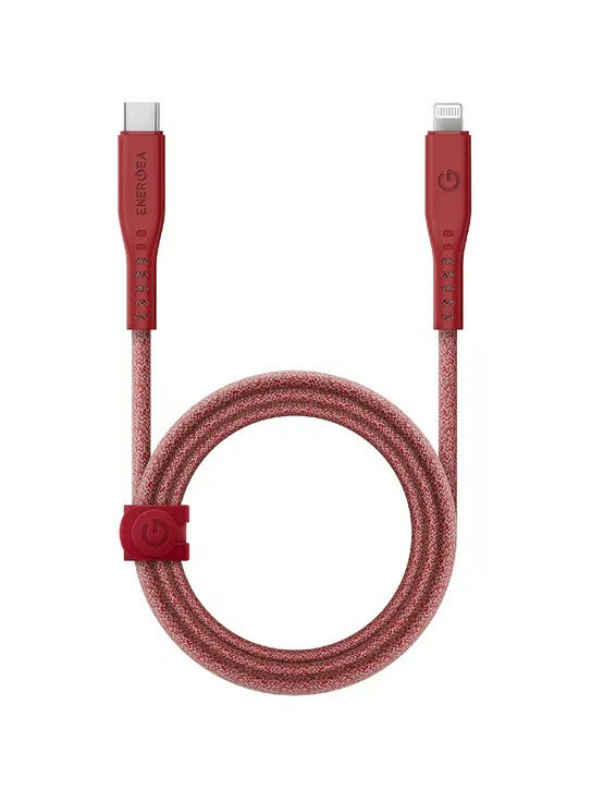 фото Кабель EnergEA FLOW USB-C to Lightning MFI C94 PD60W 3A Red 1.5 метра (CBL-FLCL-RED150M)