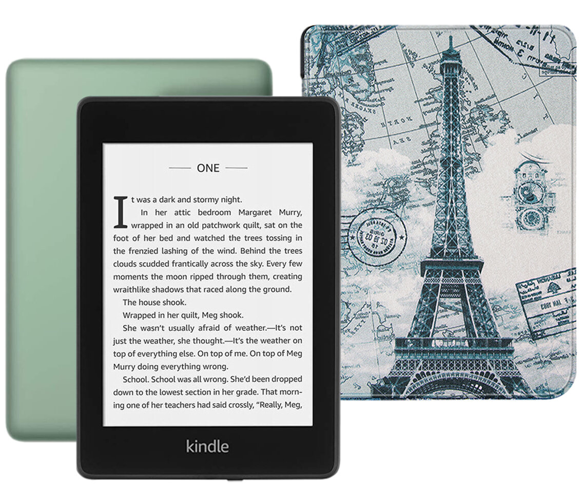 Электронная книга Amazon Kindle PaperWhite 2018 8Gb Sage Ad-Supported с обложкой ReaderONE