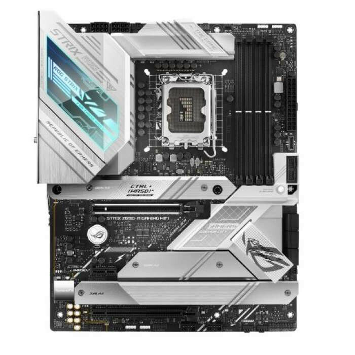 Материнская плата ASUS ROG STRIX Z690-A GAMING WIFI, LGA1700, Z690, 4*DDR5, HDMI+DP, CrossFireX, SATA3 + RAID, Audio, Gb LAN, USB 3.1*9, USB 2.0*6, COM*1 header (w/o cable), ATX ; 90MB18K0-M0EAY0