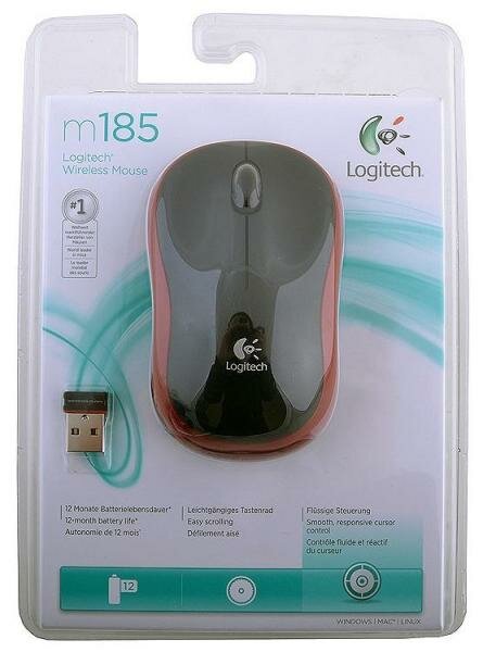 Logitech Wireless Mouse M185 Black-Red USB