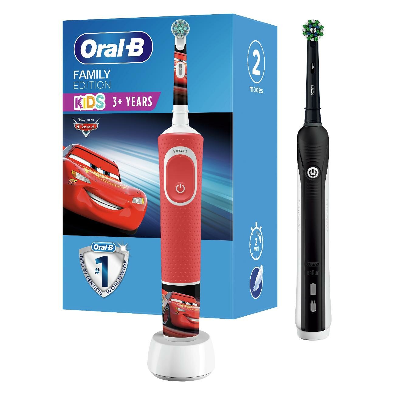 Электрическая зубная щетка Oral-B Pro 1 Black + Vitality Kids Тачки