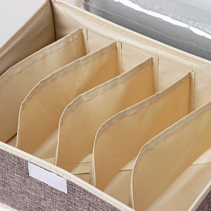 Доляна Органайзер для хранения белья с прозрачной крышкой Доляна «Тео», 6 отделений, 32×23×12 см, цвет серый - фотография № 5