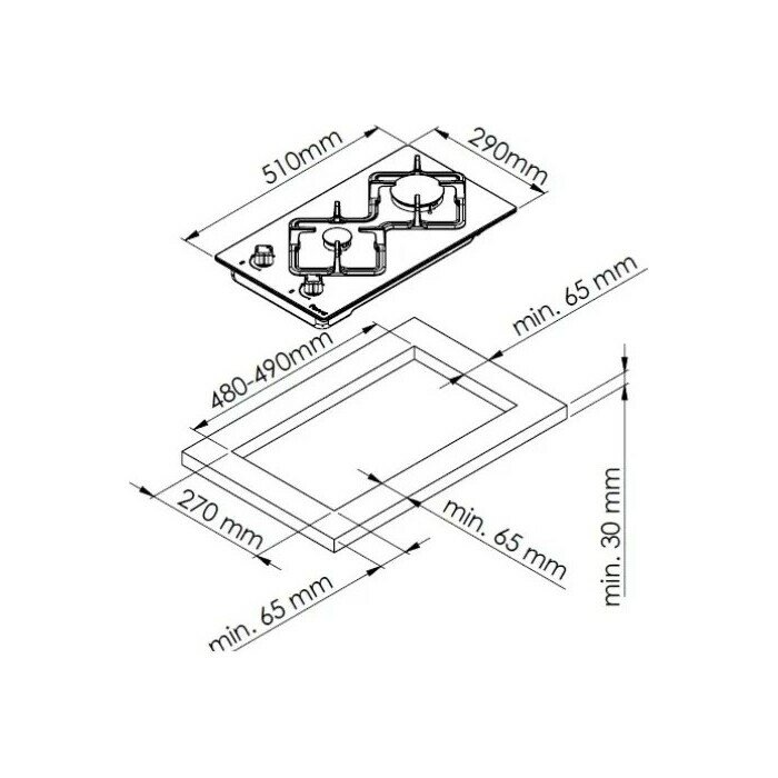 Газовая варочная панель MONSHER MSG 30 Blanc - фотография № 4