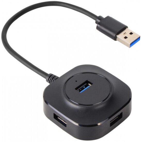 Разветвитель USB 3.0 Vcom DH307 4xUSB3.0 (microUSB разъем для доп. питания) 0.3m черный