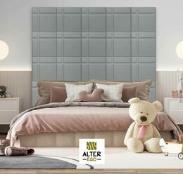 Панель стеновая мягкая из экокожи Grey Strong серый 40 * 40 см 1шт мягкая 3D панель декор для стен и в изголовье кровати