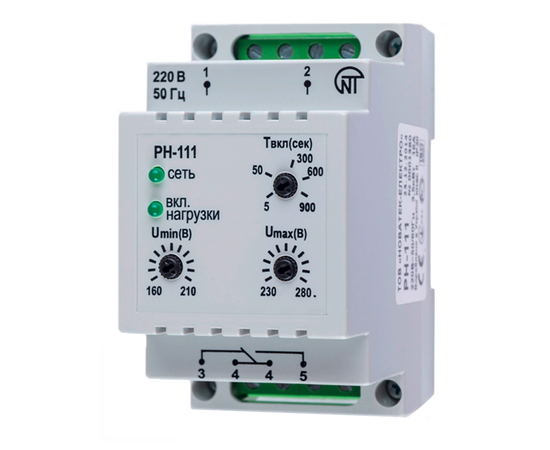 Реле напряжения РН-111 однофазное регулируемое DIN | код. 3425600111 | Новатек-Электро ( 1шт. )