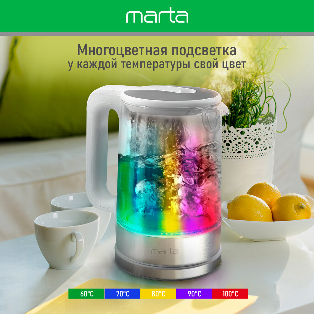 Чайник MARTA MT-4609 белый - фотография № 7