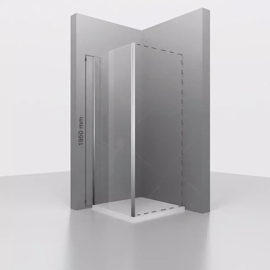 Боковая стенка RGW Z-050-2 100х195 см для душевой двери, профиль хром, стекло прозрачное 6 мм