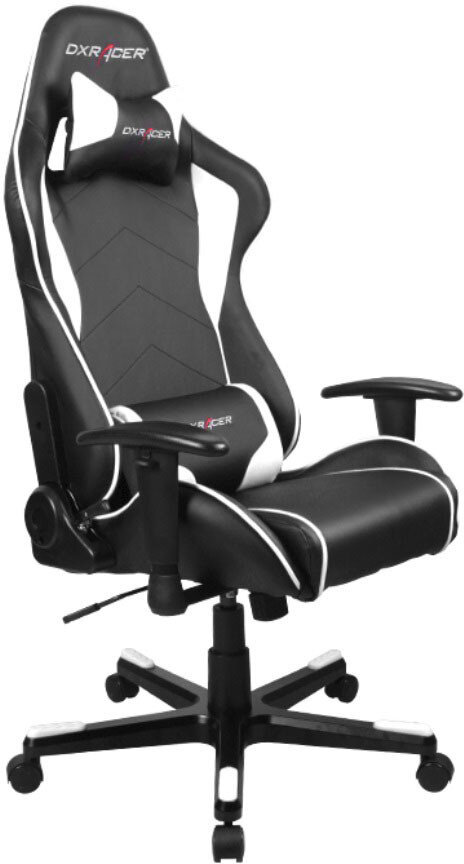 Компьютерное кресло/ Компьютерное кресло DXRacer Formula up to 100kg/180cm, top gun, 1D armrest, leatherette, recline 170, 2' wheels, black white - фотография № 3