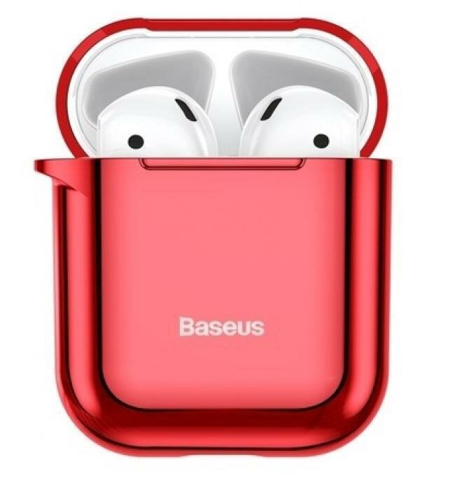 Защитный чехол Baseus Shining Hook Case для наушников AirPods 1/2nd Generation (ARAPPOD-A01, ARAPPOD-A0S, ARAPPOD-A09, ARAPPOD-A03, ARAPPOD-A0V) (red)