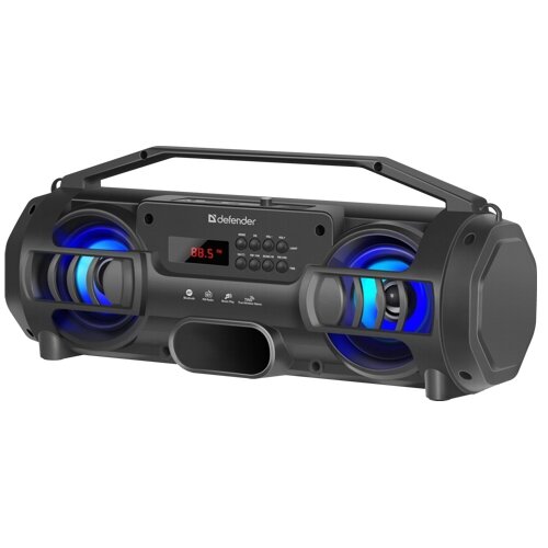 Колонка портативная Defender G104 bluetooth 5.0 аудиосистема - 12 Вт, FM, плеер, подстветка, дисплей,TWS. черная