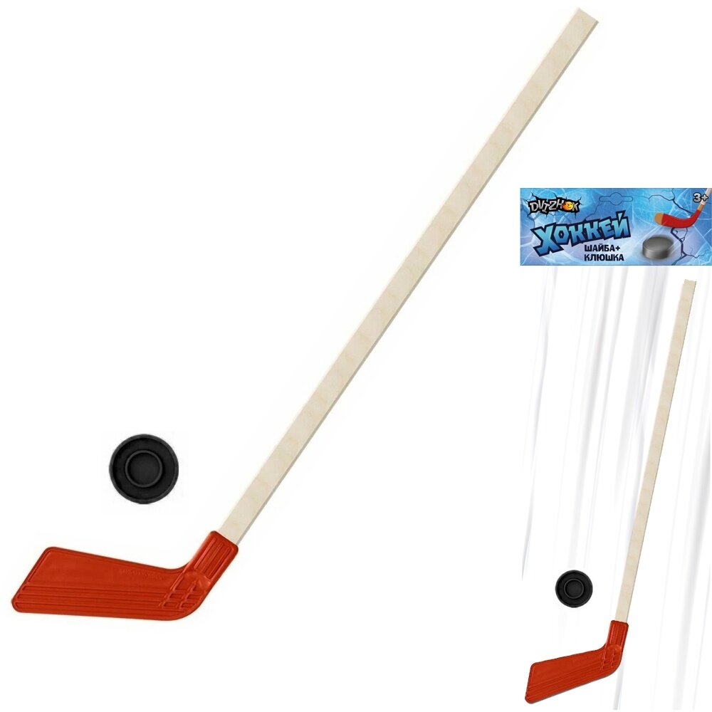 Набор хоккейный Dvizhok клюшка 80 см, 1 шайба, красный (ХК 1)