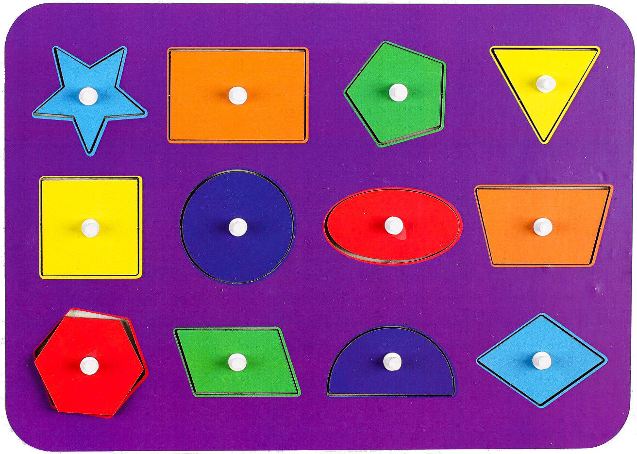 Деревянная рамка-вкладыш "Геометрические фигуры 1", развивающая игра для малышей по методике Монтессори