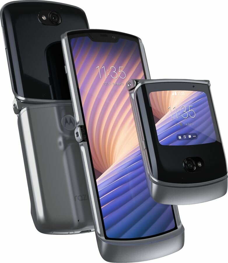 Смартфон Motorola XT2071-4 Razr 8Gb серебристый раскладной 3G 4G 6.2" 876x2142 Android 10 48Mpix 802.11 a/b/g/n/ac NFC GPS GSM900/1800 GSM1900 TouchSc Ptotect A-GPS