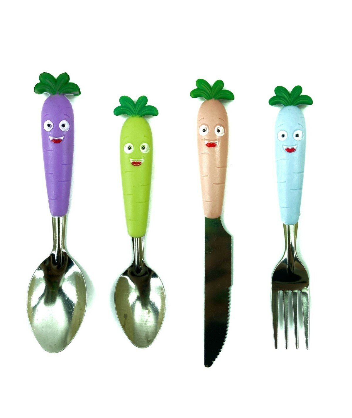 фото Столовые приборы для детей, Морковка / Набор столовых приборов, 4 шт. / Набор для кормления детский