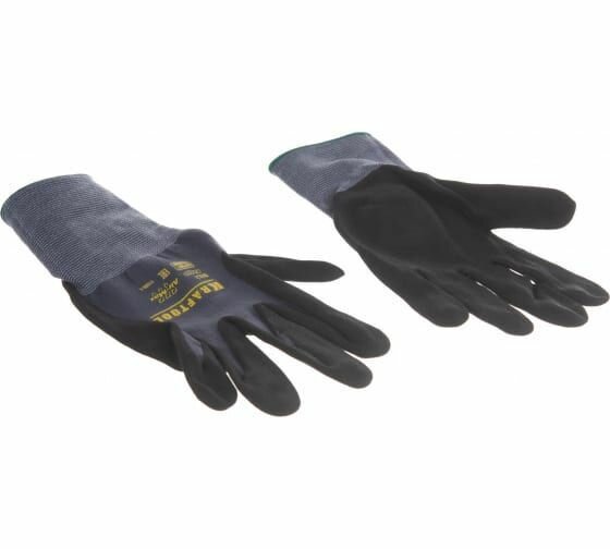 Эластичные перчатки KRAFTOOL Expert, размер L, с покрытием из вспененного нитрила, для точных работ 11285-L - фотография № 3