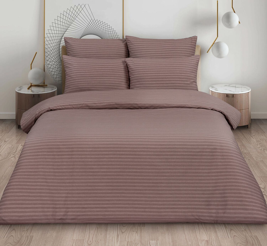 фото Постельное белье Mercury Home Страйп моккачино 2 СП Поплин 2 наволочки 50x70