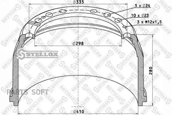 STELLOX 85-00021-SX 85-00021-SX_торм. барабан !задн. 410x180/192 H=280 d=298/335 n10x23 \Omn MAN TGA/LE/F2000/F90