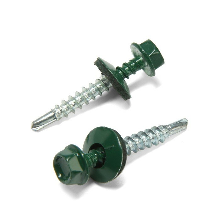 фото Саморезы кровельные 4,8х35 мм, RAL6005 цвет зеленый, 250 шт.