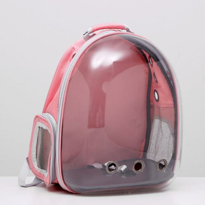 Пижон Рюкзак для переноски кошек и собак прозрачный, 31 х 28 х 42 см, розовый - фотография № 1
