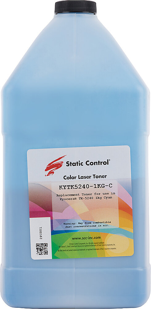 STATIC CONTROL Тонер Static Control KYTK5240-1KG-C голубой флакон 1000гр. для принтера Kyocera Ecosys-P5026/M5526