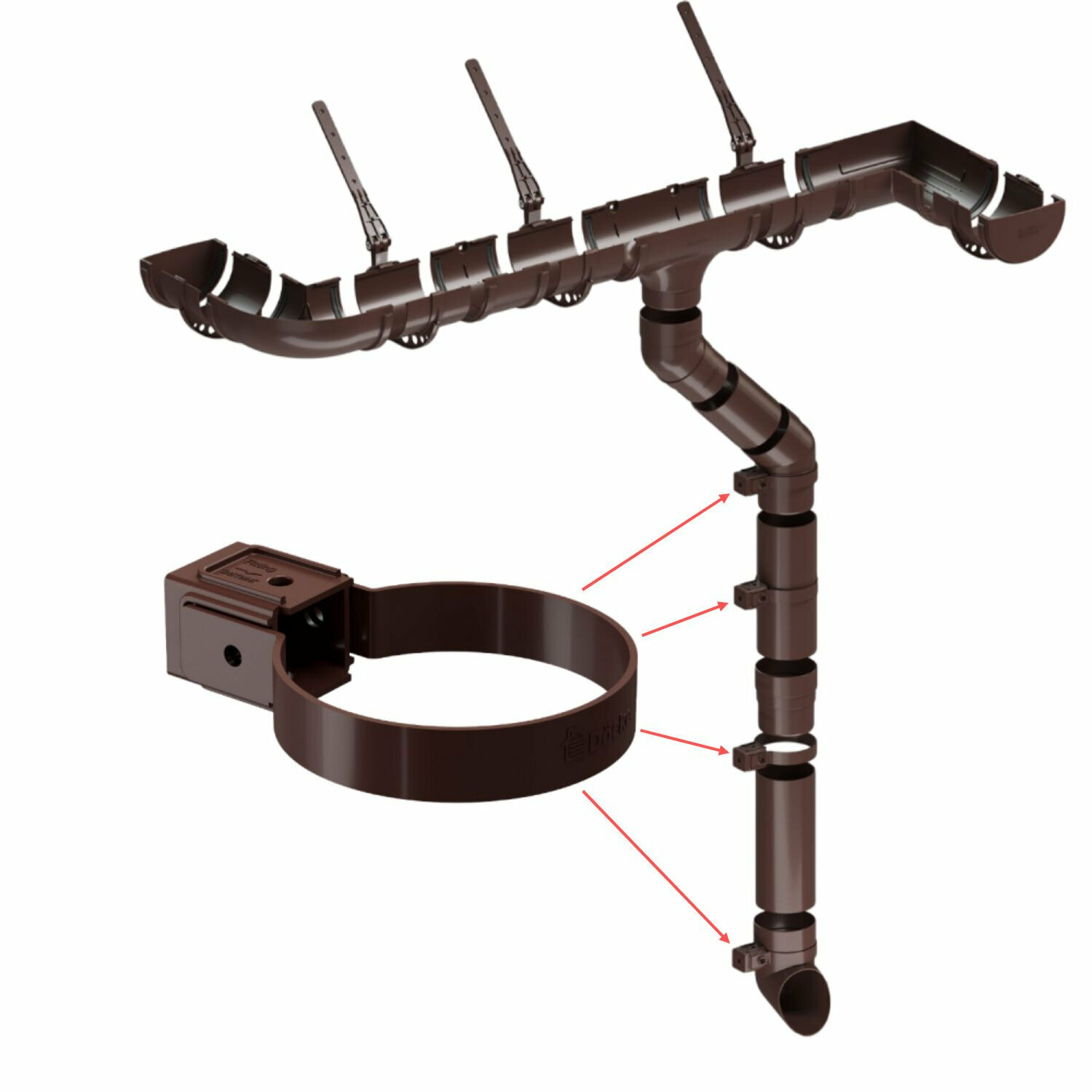 Хомут универсальный водостока DOCKE STANDARD (Деке Стандарт) цвет RAL 8019 Темно-Коричневый - фотография № 3