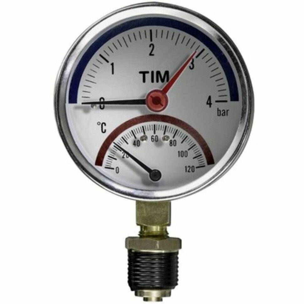 TIM Y-80-4 (1/4" до 4 бар), Термо-манометр радиальный
