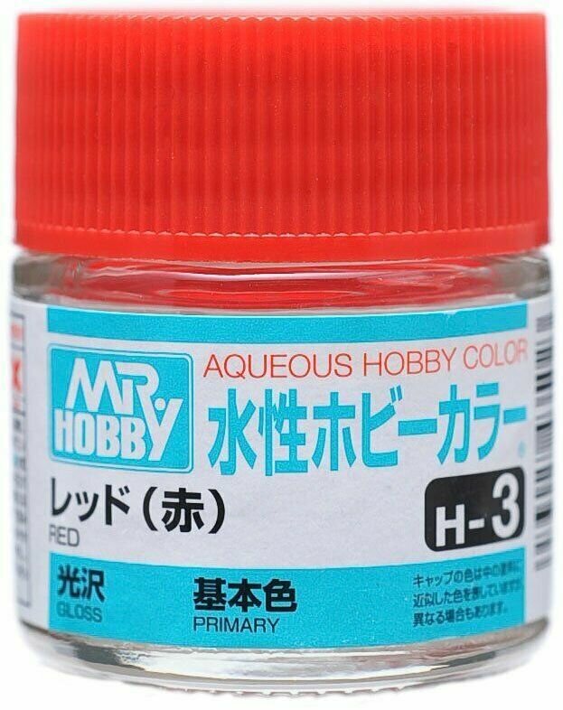 фото MR.HOBBY Краска акриловая на водной основе глянцевая H 3 Красный (RED), 10мл
